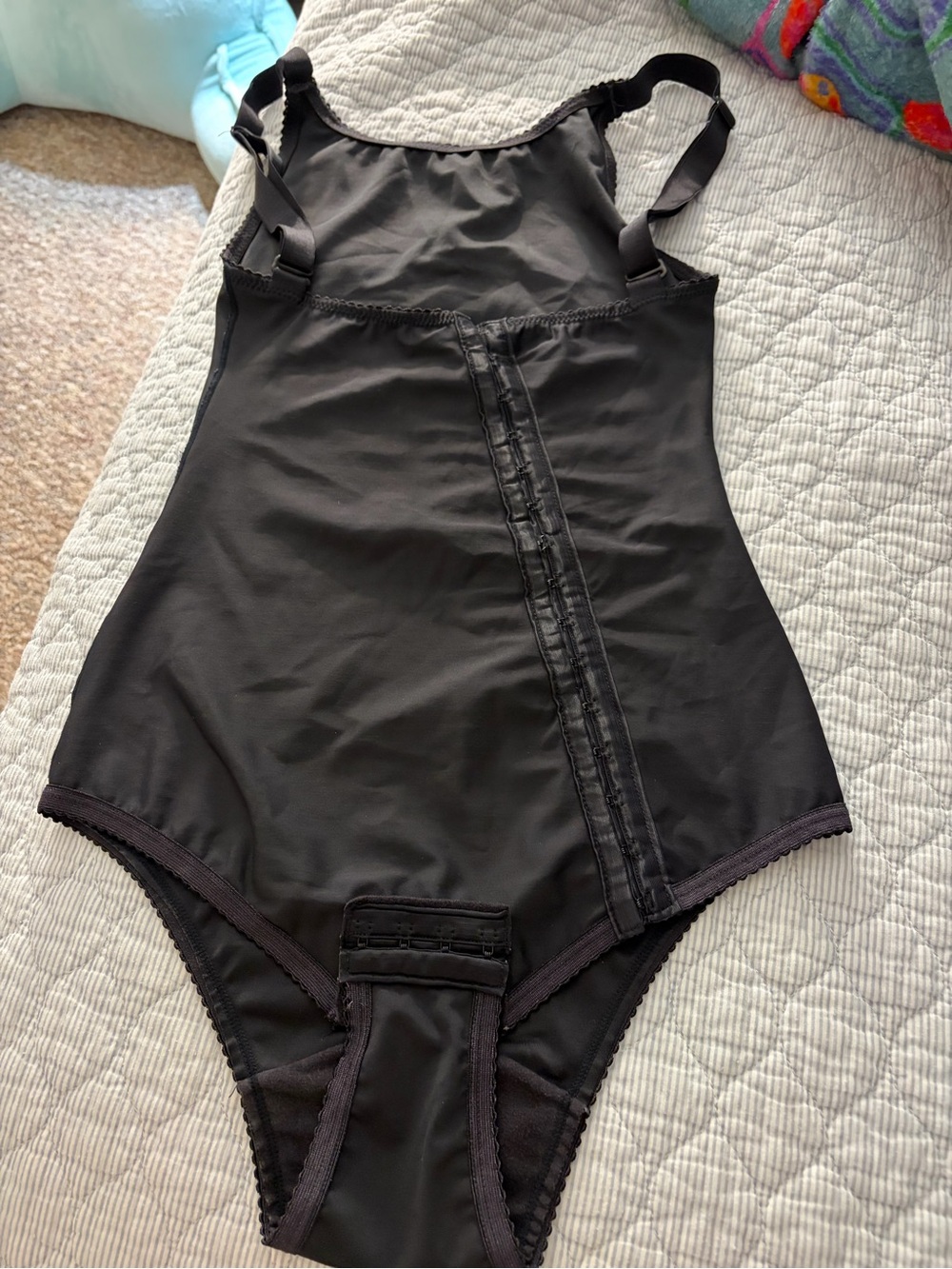 Sculpting High-Waist Black Shapewear Bodysuit with Front Hook Closure